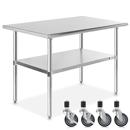 NSF Stainless Steel Work & Prep Table 48 X 24 Inches With Caster Wheels And Under Shelf For Restaurant, Home, Hotel - Image 10
