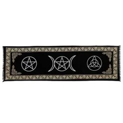 3 In 1 Altar Cloth Pentagram Triquetra Triple Moon Long Tablecloth