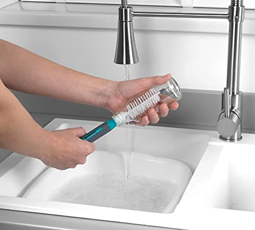 LA082770EU7 Bottle Pack Of 3 Flexible Brush Head Non-Slip Handle Soft Bristles Turquoise/White, 3 Pack - Image 2