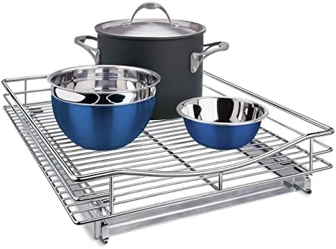 ® SELECT™ Pull Out Cabinet Organizer - Slide Out Drawers For Kitchen Cabinets - Sliding Pantry Shelves - Roll Out Shelf For Pots, Pans 14" X 21" Wood-Chrome, Lifetime Limited Warranty - Image 5