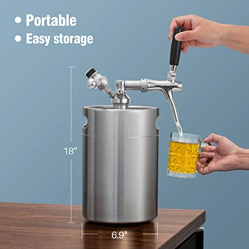 TMCRAFT 170oz Mini Keg Growler, Pressurized Stainless Steel Home Keg Kit System With Adjustable Faucet Keeps Fresh And Carbonation For Homebrew, Craft And Draft Beer - Image 4