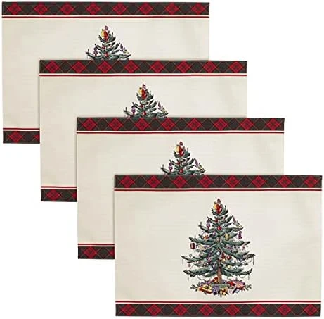 Spode Christmas Tree Collection, 3pc Kitchen Towels, Red Tartan - Image 8