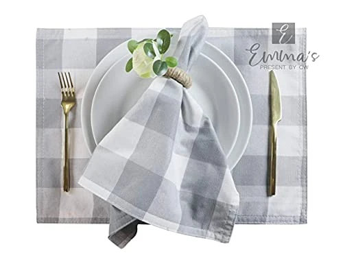 Mma's Buffalo Check Placemats Set Of 4pcs, Placemats For Dining Table, Kitchen Placemats, Everyday Use(Grey And White Placemats Set) - Image 5