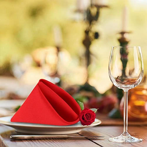 Cloth Napkins - 17 X 17 Inch Red Solid Washable Polyester Dinner Napkins Great For Weddings, Parties, Holiday Dinner & More (White, 17 X 17 Inch Cloth Napkins - 12/pc) - Image 4