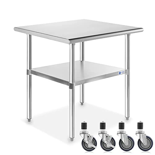 NSF Stainless Steel Work & Prep Table 48 X 24 Inches With Caster Wheels And Under Shelf For Restaurant, Home, Hotel - Image 7