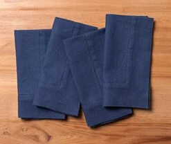 Linen Cloth Napkins 20 X 20 Inch – Vintage Blue Set Of 4 – 100% Pure Linen Fabric Dinner Napkins For Memorial Day, Kitchen, Dining – Heavyweight Hemstitch, Handcrafted From European Flax