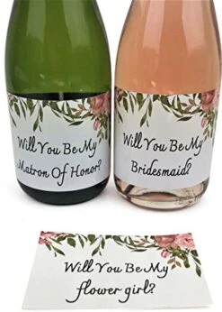 16 Mini Champagne Labels For Bridesmaids, Maid Of Honors, Matron Of Honors. 16 Mini Champagne Labels To Ask Bridal Party. Proposal Ideas For Bridesmaids, Maid Of Honor, Matron Of Honor & Flower Girls.