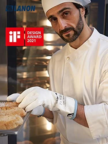 Quid Silicone Gloves, Heat Resistant Oven Gloves With Fingers, Food Grade, Waterproof, White, Large - Image 3