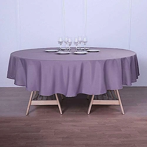 6 Pcs 108 Inch White Round Polyester Tablecloths Fabric Table Cover Linens For Wedding Party Banquet Reception Events Kitchen Dining - Image 5