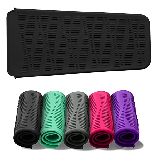 Silicone Heat Resistant Mat,Flat Iron Holder,Used As Heat Resistant Pad And Storage Pouch For Hot Hair Tools.(Wave,Black)