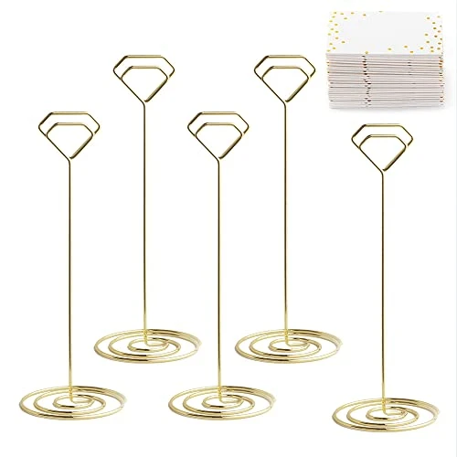 12Pcs Unique Table Number Holders With 14Pcs Place Cards, Place Card Holder, Table Card Holder, Table Number Stands, Picture Clips Name Card Photo Holder For Wedding Birthday Party Baby Shower