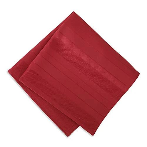 Christmas Satin Stripe No-Iron Soil Resistant Fabric Holiday Tablecloth - Set Of 4 Napkins, Red - Image 2