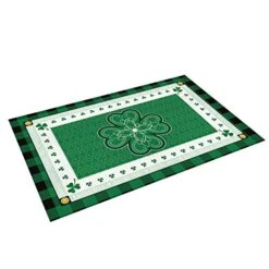 . Patrick's Day Clover Placemats For Dining Table Set Of 4 Green Irish Clover Shamrock Check Plaid Border Cotton Linen Table Mats Non-Slip Washable Placemats For Holiday Parties, Wedding, Events