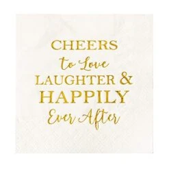 50 Count Bridal Shower Napkins Disposable Cocktail Napkins 3-Ply Gold Foil Text Beverage Napkins For Engagement Party Decorations & Wedding Shower