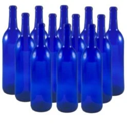 FastRack Wine Bottles, Bordeaux Liquor Bottles, Cobalt Blue Wine Bottles, 750 Ml Empty Bottles, Empty Bottles For Drinks, 12 Per Case