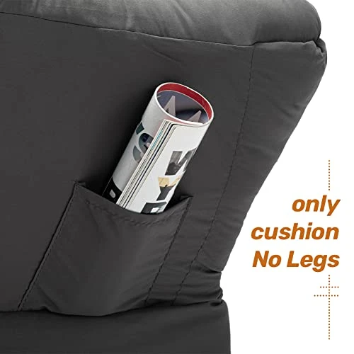 Only Cushion No Legs, Matching Thick Cushion For Cotton Fabric Lazy Chair, Removable Cushion, Cotton Pad For Relaxing Lounge Chair, Elastic Mat For Furniture Seat Protector, Dark Grey - Image 4