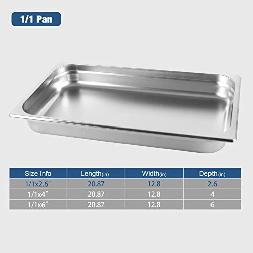 Hotel Pan Full Size Stainless Steel Steam Table Pan, 2.6โโ Deep Chafer Food Pan, Pack Of 6 Stackable Anti-Jam Steam Pan For Hotel, Restaurant Supplies, Party, Buffet And Event Catering - Image 2