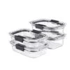 Rubbermaid 8-Piece Brilliance Glass Food Storage Containers With Lids For Lunch, Meal Prep, And Leftovers, Dishwasher And Oven Safe, Clear/Grey