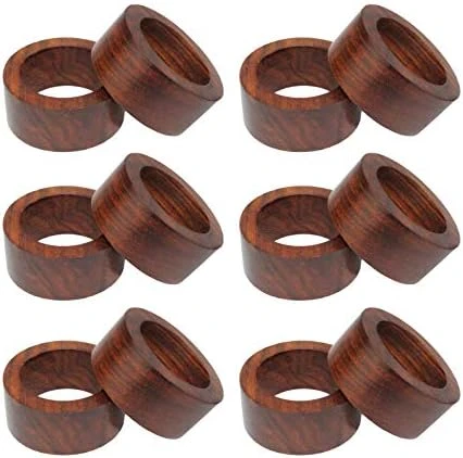 Wood Napkin Rings - Set Of 12 - Handmade Dining Table Napkin Holder - Classic Everyday Harvest Autumn Fall Thanksgiving Holiday Christmas Festive Party Gift Farmhouse Décor -Dark Natural - Image 8
