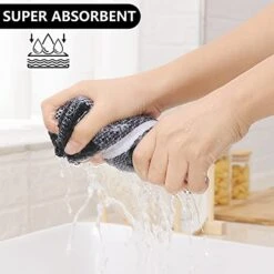 100% Cotton Waffle Weave Check Plaid Kitchen Towels, 13 X 28 Inches, Super Soft And Absorbent Dish Towels For Drying Dishes, 4-Pack, White & Black