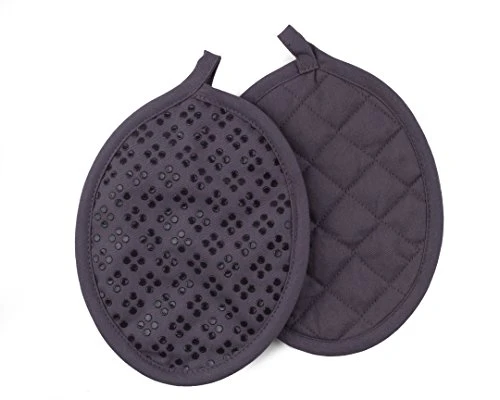 Oven Mitts And Pot Holders Set Of 9 With Kitchen Towels And Dishcloths, Oeko-Tex Cotton Terry Kitchen Dish Towels & Dish Cloths, Non-Slip Silicone Oven Mitt Set, Gray - Image 4