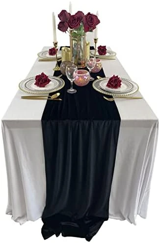 Uxurious Velvet Table Runner, 10ft Wedding Reception Decorations, 20x120inch Soft Velvet Fabric, Table Linen Overlay, Wedding Table Runners(Emerald Green, 20X120inch) - Image 7