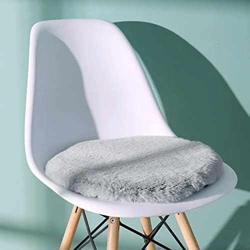 Pink Round Dorm Fur Chair Cushion Pad With Furry Faux Fur Cover Small Mini Cute Seat Cushion For Kids Desk Chair Teen Girls Bedroom Décor 14 Inch - Image 8