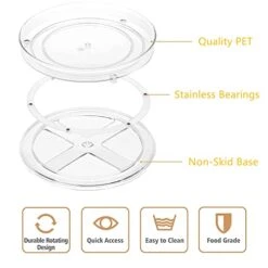 3 Pack Clear Lazy Susan Organizer Turntable 10.6 Inch, Rotating Spice Rack Spinning Bins For Cabinets Kitchen, Countertop, Bathroom, Makeup, Pantry Organization And Storage
