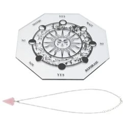 1set Crafts Pendant Necklace Home Board: Desktop Divination Pendulum Board Dowsing Pattern Desk Meditation Decor Message Star And Crystal Decoration Witch For Altar Moon
