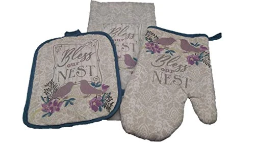 Ven Mitt Set - Kitchen Decorations - Bless Our Nest Wreath And Bring The Chirping Birds Into The Kitchen - Dish Towel - Oven Mitt - Pot Holder - Kitchen Decor - Image 2