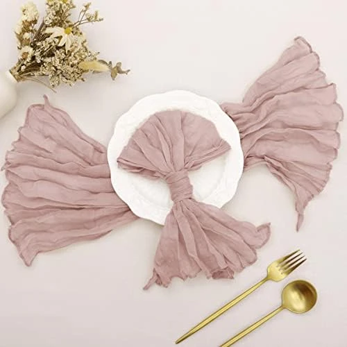 Cheesecloth Napkins 21"x21" Set Of 6 Cotton Dinner Napkins Rustic Linen Table Napkins For Wedding Party Baby Shower Dusty Pink - Image 13
