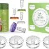 Year Of Plenty Fermentation Set | Includes 4 NonSlip Grip Glass Fermentation Weights And 4 Multicolored Fermenting Lids | For Wide Mouth Mason Jar Ferments Such As Sauerkraut, Kimchi And Pickles