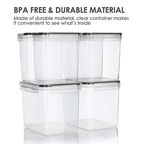 Airtight Food Storage Containers 6 Pieces - Plastic BPA Free Kitchen Pantry Storage Containers For Sugar,Flour And Baking Supplies - Dishwasher Safe - Include 24 Labels, Black - Image 7