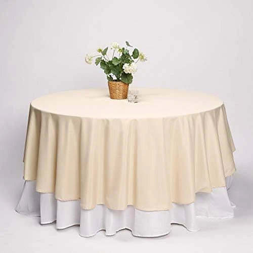 6 Pcs 108 Inch White Round Polyester Tablecloths Fabric Table Cover Linens For Wedding Party Banquet Reception Events Kitchen Dining - Image 7