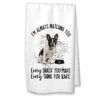 Personalized French Bulldog Kitchen Towel, French Bulldog Gift, Housewarming Gift Hostess Gift Always Watching You (Black/White No Name)