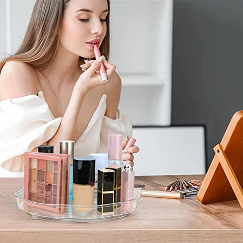 Lazy Susan Organizer For Cabinet, Lazy Susan Turntable For Cabinet, 2 Pack Lazy Susan For Table, Turntable Organizer, Lazy Susan For Refrigerator, Clear Lazy Susan Organizer, 9.1 Inches - Image 5