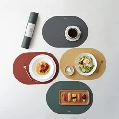 Silicone Placemats Set Of 4 For Dining Table, Leather Texture Finish, Dining Table Mat, Non-Slip, Oil Proof, Water Resistant, Heat Resistant, Stain Resistant, Easy To Clean (Combo)