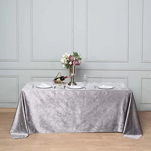 Premium Velvet Black 90" X 132" Rectangle Tablecloth For Wedding Party Events - Image 12