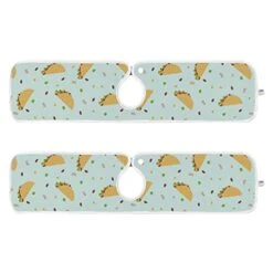 2 Pack Faucet Absorbent Mat Washable Sink Splash Guard Bathroom Faucet Drip Drying Mat Kitchen Accessories Medium 23x5 Inch Cute Cartoon Tacos Colorful Pattern Mexican