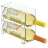 MDesign Plastic Free-Standing Wine Set Rack Storage Organizer For Kitchen Countertops, Pantry Cabinet, Fridge Organization - Holds Water Bottle And Alcohol Bottles - 2 Pack - Clear