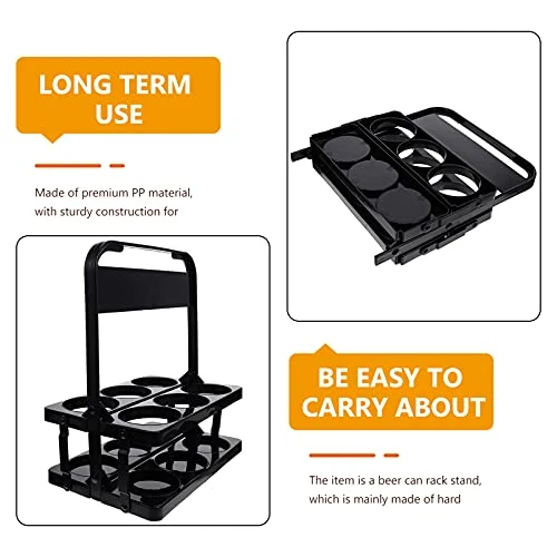 Folding Bracket Wine Bottle Carrier 6 Bottles Beer Caddy Organizer Black, Beverage Delivery Holder Plastic Drink Carrier For Delivery, Wine Rack Basket For Party Metal Storage Rack - Image 4