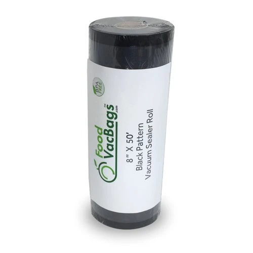 8X50 Black & Clear Vacuum Sealer Bag Roll, Heavy-Duty, Commercial Grade, Odor Resistant, Sous Vide, Light Protection, Smell Proof