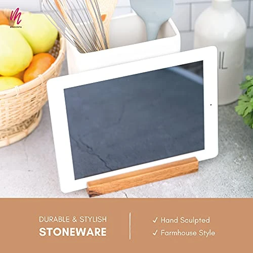 Ae Dunn Kitchen Utensil Holder, Large Spatula Holder For Countertop, Handcrafted Ceramic Crock - Image 2