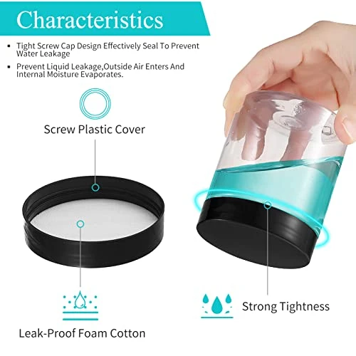 8OZ 32PCS Plastic Jars With Lids Empty Slime Cosmetics Containers Clear Gift Food Jars Round PET Cream Jars With Black Lids Pen Labels For Kitchen Storage Spices Dry Food Body Butter Slime Making - Image 3