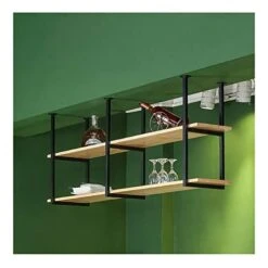 Ceiling Ornament Retro Industrial Restaurant Iron Solid Wood Ceiling Shelf Shelves, 2 Tier Shelves Shelf/Bar Hanging Storage Rack Floating Shelf Bracket (Size : 120X30X60CM)
