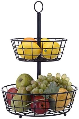 SunnyPoint 3 Tier Hanging Fruit Basket, Black Coating - Image 3