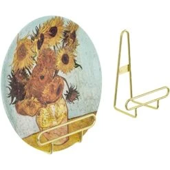 MyGift Wall Mounted Brass Tone Metal Wire Vertical Plate Holder, Decorative Hanging Collectible Plate Display Rack - Holds Single Plate Up To 8 Inches, Set Of 2