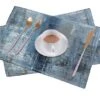 Placemats, Linen Placemats For Dining Table Blue And Grey Abstract Art Heat Resistant 18 X 12 Inches Kids Placemats For Dining Table Set Of 2, Blue Grey