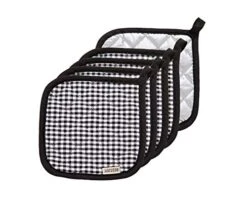 5 PCS Pot Holders For Kitchen, Cotton Potholers With Great Heat Resistance, Hot Pads, Trivets For Cooking And Baking Black