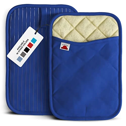 IG RED HOUSE Oven Mitts And Pot Holders Sets, With The Heat Resistance Of Silicone And Flexibility Of Cotton, Recycled Cotton Infill, Terrycloth Lining, 480 F Heat Resistant Pair Royal Blue - Image 3